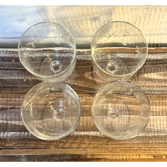 Set 4 Vintage MCM Barware Quartzex Crystal Star Dust Atomic Water Wine Goblet - Picture 5 of 5